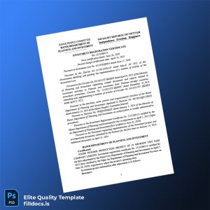 Fillable Vietnam Investment Registration Certificate Template - Word/PDF Template Preview