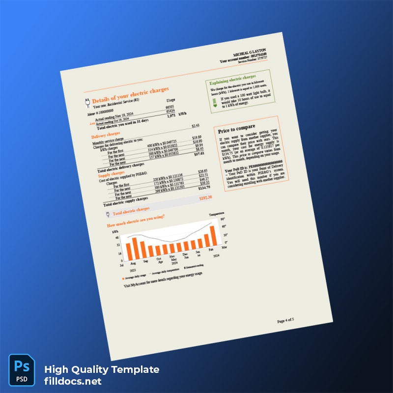 Watt Editable Utility Bill Template in Word and PDF formats page 4