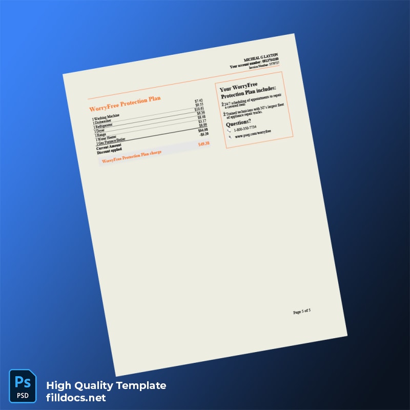 Watt Editable Utility Bill Template in Word and PDF formats page 5