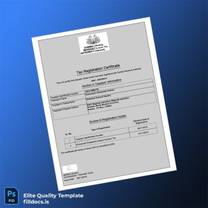 Fillable Zambia Revenue Authority Tax Registration Certificate Template - Word/PDF Template Preview
