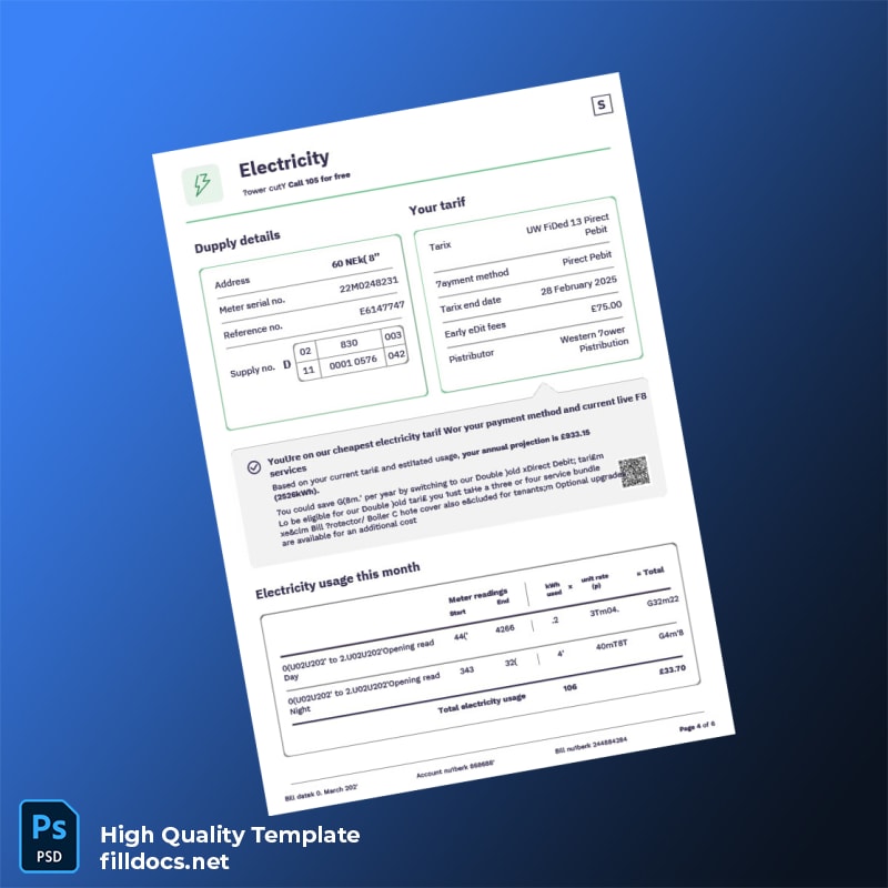 Zia-Ul-Mustafa Editable Utility Bill Template in Word and PDF formats page 4