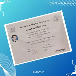 Fillable Afghanistan Nangarhar University Bachelor's Degree in Software Engineering Template Template Preview - FillDocs