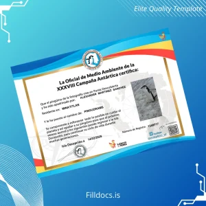 Fillable Antarctica Environmental Campaign Certificate Template Preview - FillDocs