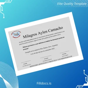 Fillable Argentina Apostolic and Prophetic Ministry _Los Misioneros de Cristo_ Welcome Diploma Template Preview - FillDocs