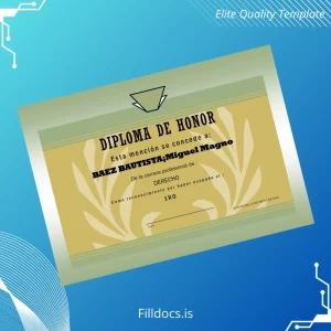 Fillable Argentina Diploma of Honor Template Template Preview - FillDocs