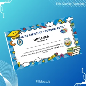 Fillable Argentina Feria de Ciencias Eureka 2021 Diploma Template Template Preview - FillDocs