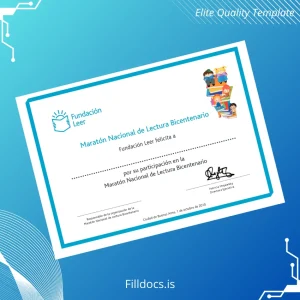 Fillable Argentina Fundación Leer Participation Certificate in the Bicentennial National Reading Marathon Template Preview - FillDocs