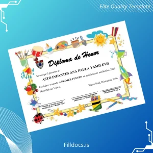 Fillable Argentina Mundo Feliz Honorary Diploma in Initial Education 3 Years Template Preview - FillDocs