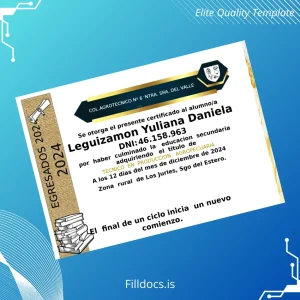 Fillable Argentina Technical Institute Diploma in Agricultural Production Template Preview - FillDocs