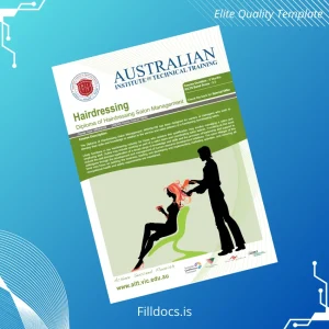 Fillable Australia Australian Institute of Technical Training Diploma of Hairdressing Salon Management Template Template Preview - FillDocs