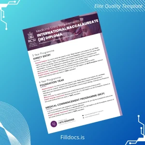 Fillable Bahrain RCSI Medical University Bachelor of International Baccalaureate Diploma Template Preview - FillDocs
