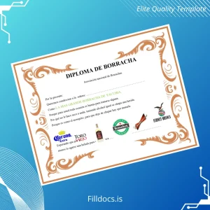 Fillable Bolivia Asociación Nacional de Borrachas Diploma de Drunkard Template Template Preview - FillDocs