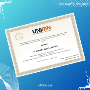 Fillable Brazil Centro Universitário Alfredo Nasser Bachelor of Law Diploma Template Preview - FillDocs