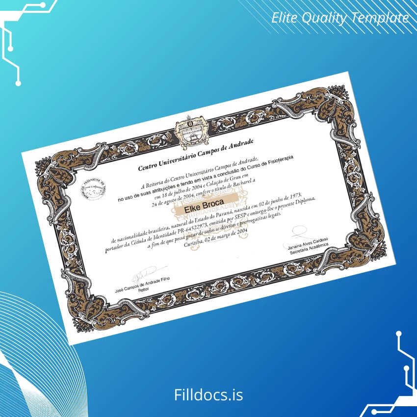 Fillable Brazil Centro Universitário Campos de Andrade Bachelor of Physiotherapy Template Template Preview - FillDocs