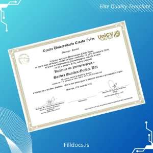 Fillable Brazil Centro Universitário Cidade Verde Bachelor of Arts in Psychopedagogy Template Template Preview - FillDocs