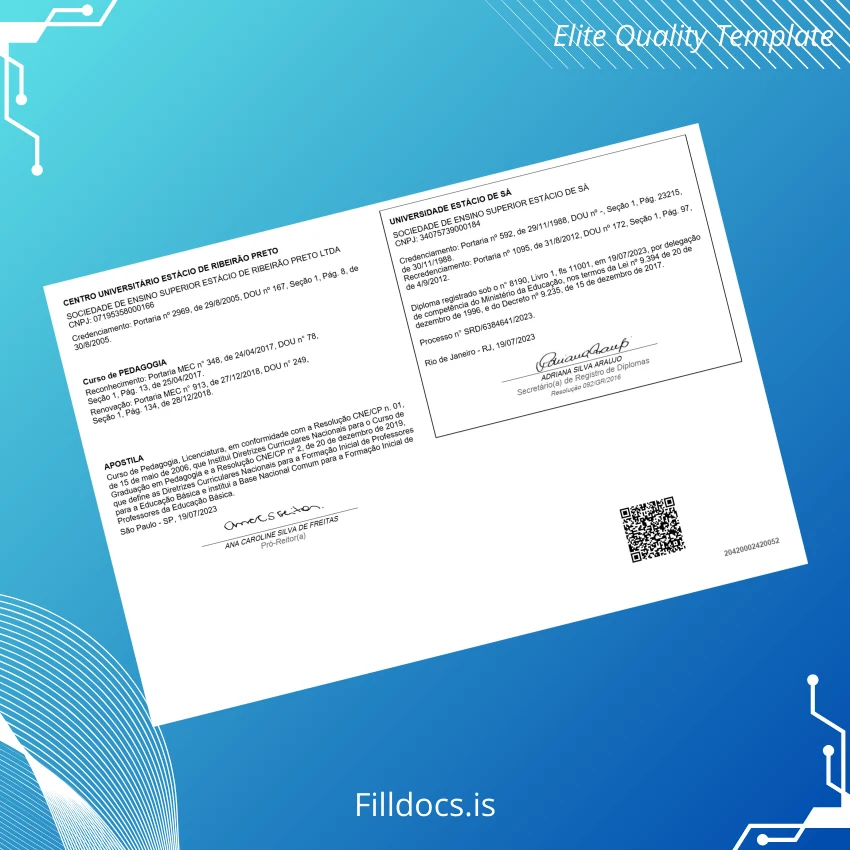 Fillable Brazil Centro Universitário Estácio de Ribeirão Preto Bachelor of Education in Pedagogy Template page 2 Page Preview - FillDocs