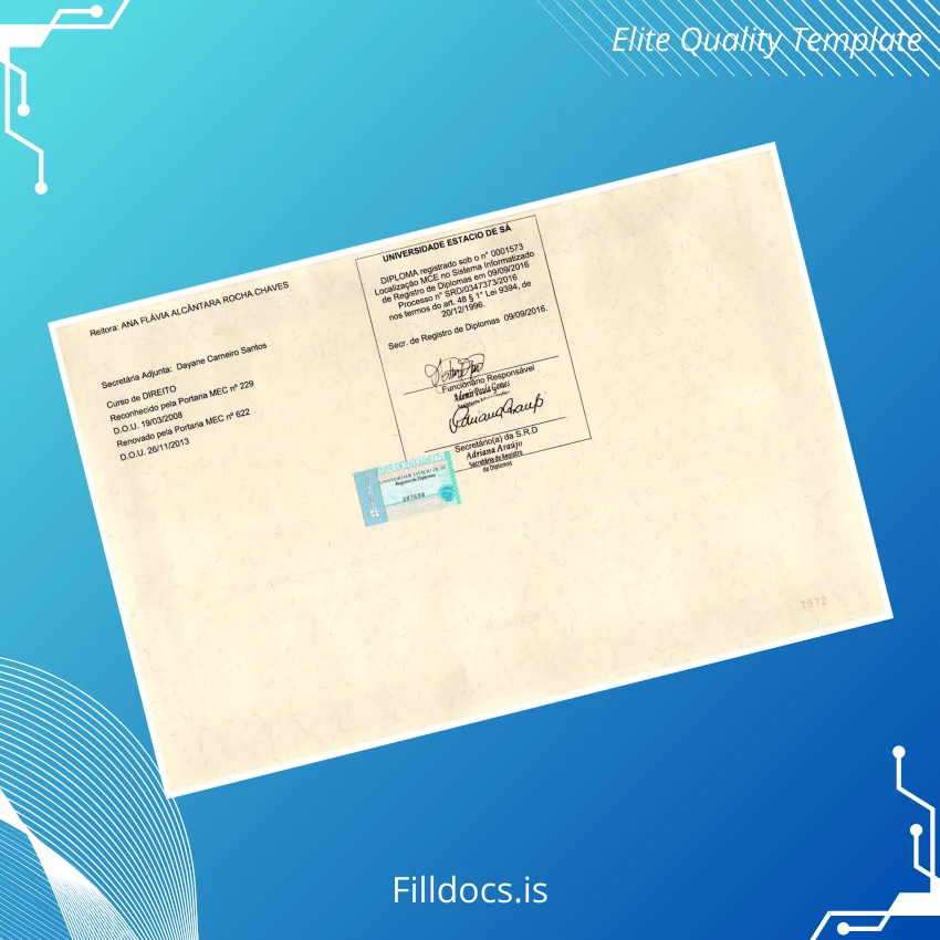 Fillable Brazil Centro Universitário Estácio do Ceará Bachelor of Law Degree Certificate page 2 Page Preview - FillDocs