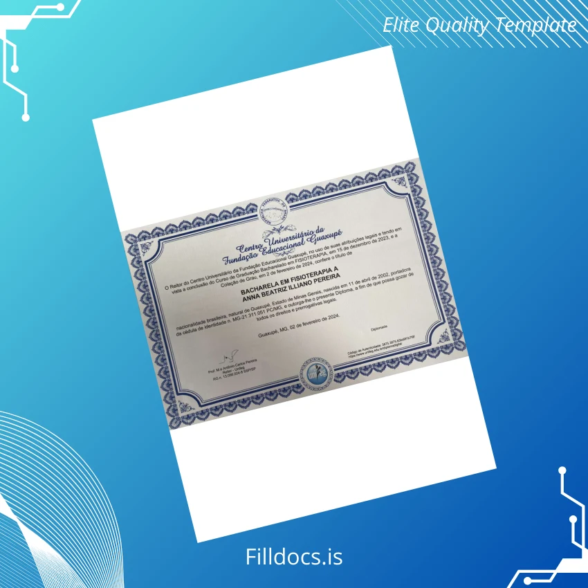 Fillable Brazil Centro Universitário da Fundação Educacional Guaxupé Bachelor of Physiotherapy Template Template Preview - FillDocs