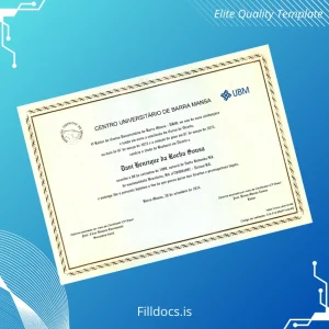 Fillable Brazil Centro Universitário de Barra Mansa Bachelor of Laws Diploma Template Preview - FillDocs