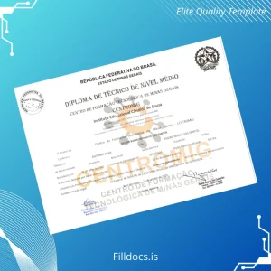 Fillable Brazil Centro de Formação Tecnológica de Minas Gerais Technical Diploma Template Template Preview - FillDocs