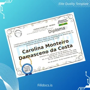 Fillable Brazil Colégio Futuro VIP High School Diploma Template Template Preview - FillDocs