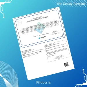 Fillable Brazil Estácio University Bachelor of Arts in Portuguese Language Teaching Diploma Template Preview - FillDocs