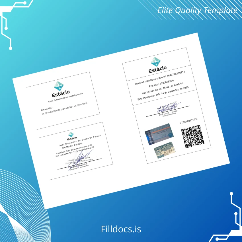 Fillable Brazil Estácio University Doctorate in Family Health Degree Template page 2 Page Preview - FillDocs