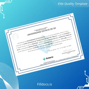 Fillable Brazil Estácio de Sá University Technologist Diploma in Public Management Template Preview - FillDocs