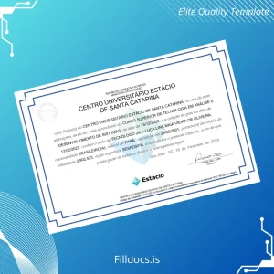 Fillable Brazil Estácio de Sá University Technology Degree Template Template Preview - FillDocs