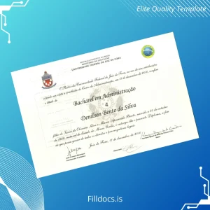 Fillable Brazil Federal University of Juiz de Fora Bachelor of Administration Diploma Template Preview - FillDocs