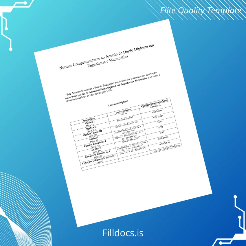 Fillable Brazil Federal University of Rio de Janeiro Double Degree in Engineering and Mathematics Template page 2 Page Preview - FillDocs
