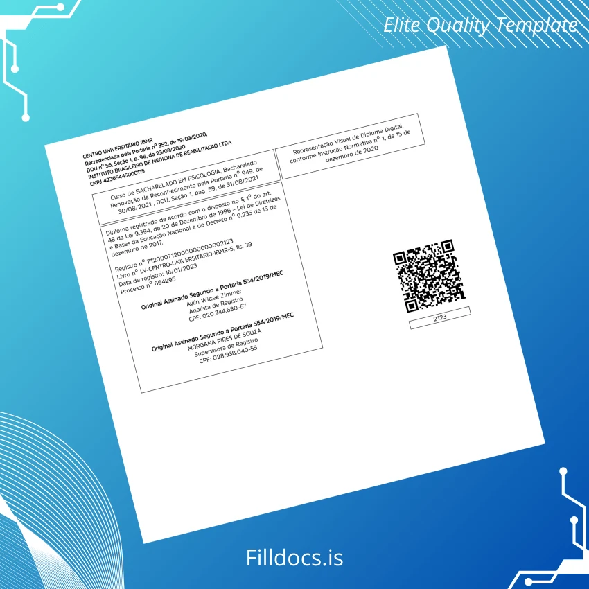 Fillable Brazil IBMR University Bachelor of Science in Psychology Template page 2 Page Preview - FillDocs
