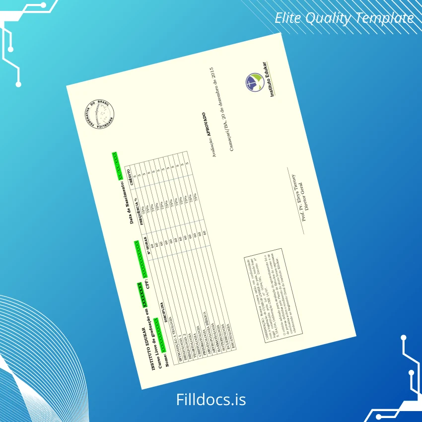 Fillable Brazil Instituto Edukar Basic Theology Diploma Template page 2 Page Preview - FillDocs