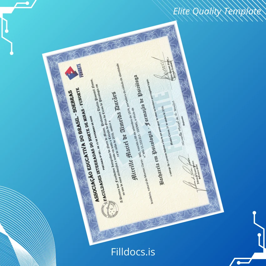 Fillable Brazil Integrated Colleges Bachelor of Psychology Template Template Preview - FillDocs