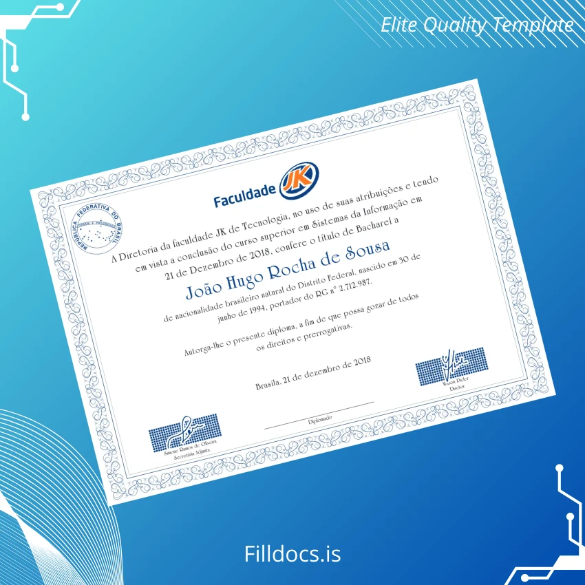 Fillable Brazil JK de Tecnologia Bachelor of Science in Information Systems Template Template Preview - FillDocs