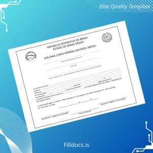 Fillable Brazil Minas Gerais State Diploma Normal Course at High School Level Certificate Template Preview - FillDocs