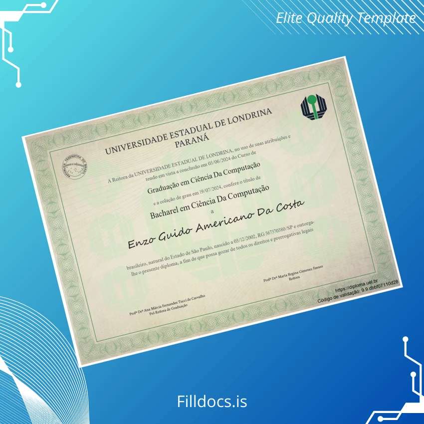 Fillable Brazil State University of Londrina Bachelor of Science in Computer Science Template Template Preview - FillDocs