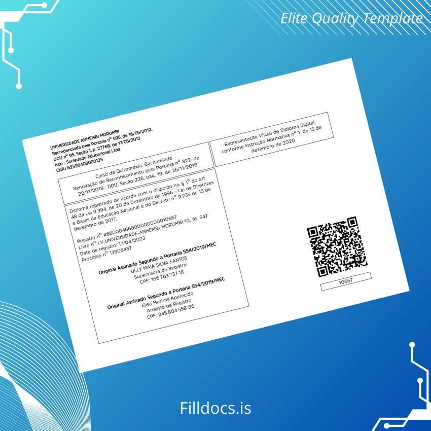 Fillable Brazil Universidade Anhembi Morumbi Bachelor of Chiropractic Degree Template page 2 Page Preview - FillDocs