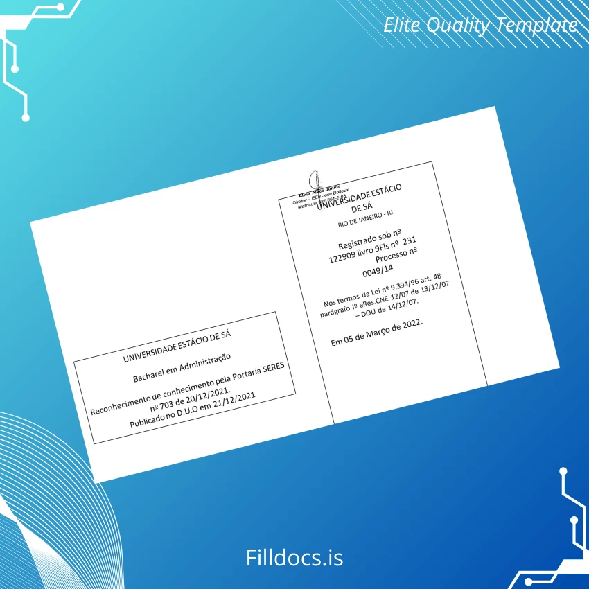 Fillable Brazil Universidade Estácio de Sá Bachelor in Business Administration Template page 2 Page Preview - FillDocs