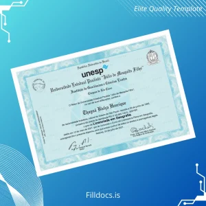 Fillable Brazil Universidade Estadual Paulista _Júlio de Mesquita Filho_ Bachelor of Geography Degree Certificate Template Preview - FillDocs