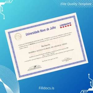 Fillable Brazil Universidade Nove de Julho Bachelor of Medicine Template Template Preview - FillDocs