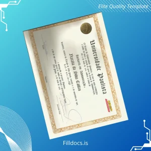 Fillable Brazil Universidade Paulista Bachelor of Administration Diploma Template Template Preview - FillDocs