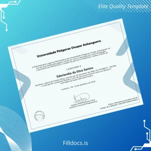 Fillable Brazil Universidade Pitágoras Unopar Pedagogy License Certificate Template Preview - FillDocs