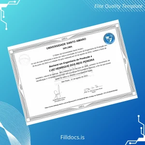 Fillable Brazil Universidade Santo Amaro Bachelor of Production Engineering Template Template Preview - FillDocs