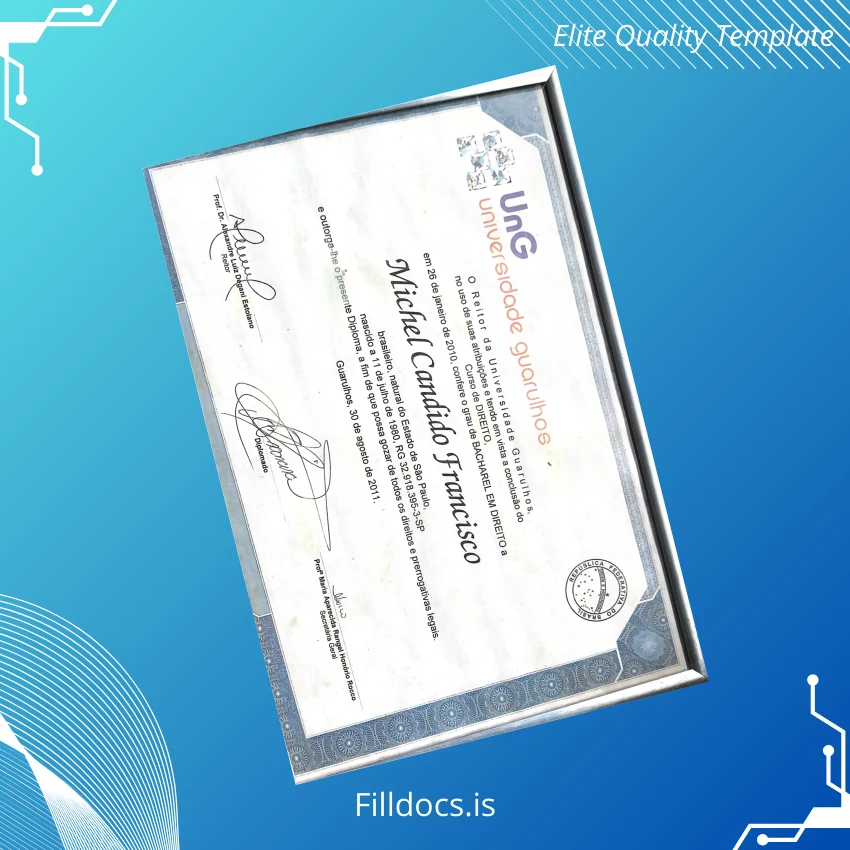 Fillable Brazil Universidade de Guarulhos Bachelor of Laws Template Template Preview - FillDocs