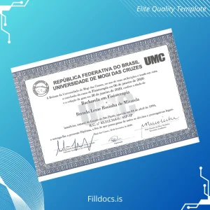 Fillable Brazil Universidade de Mogi das Cruzes Bachelor of Science in Physiotherapy Template Template Preview - FillDocs