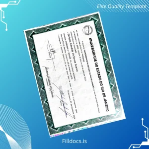 Fillable Brazil Universidade do Estado do Rio de Janeiro Bachelor of Education Diploma Template Preview - FillDocs