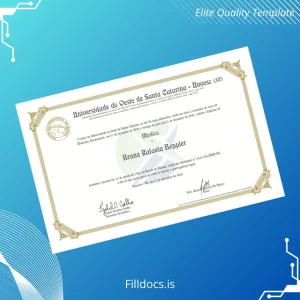 Fillable Brazil Universidade do Oeste de Santa Catarina Bachelor of Medicine Diploma Template Preview - FillDocs