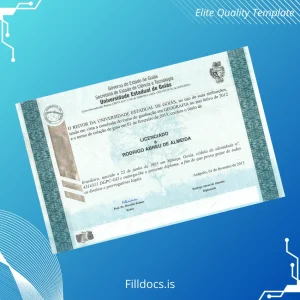 Fillable Brazil University of Goiás Bachelor of Geography Diploma Template Preview - FillDocs