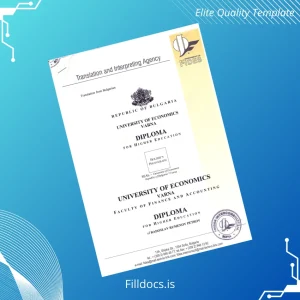 Fillable Bulgaria University of Economics Varna Diploma Template Template Preview - FillDocs